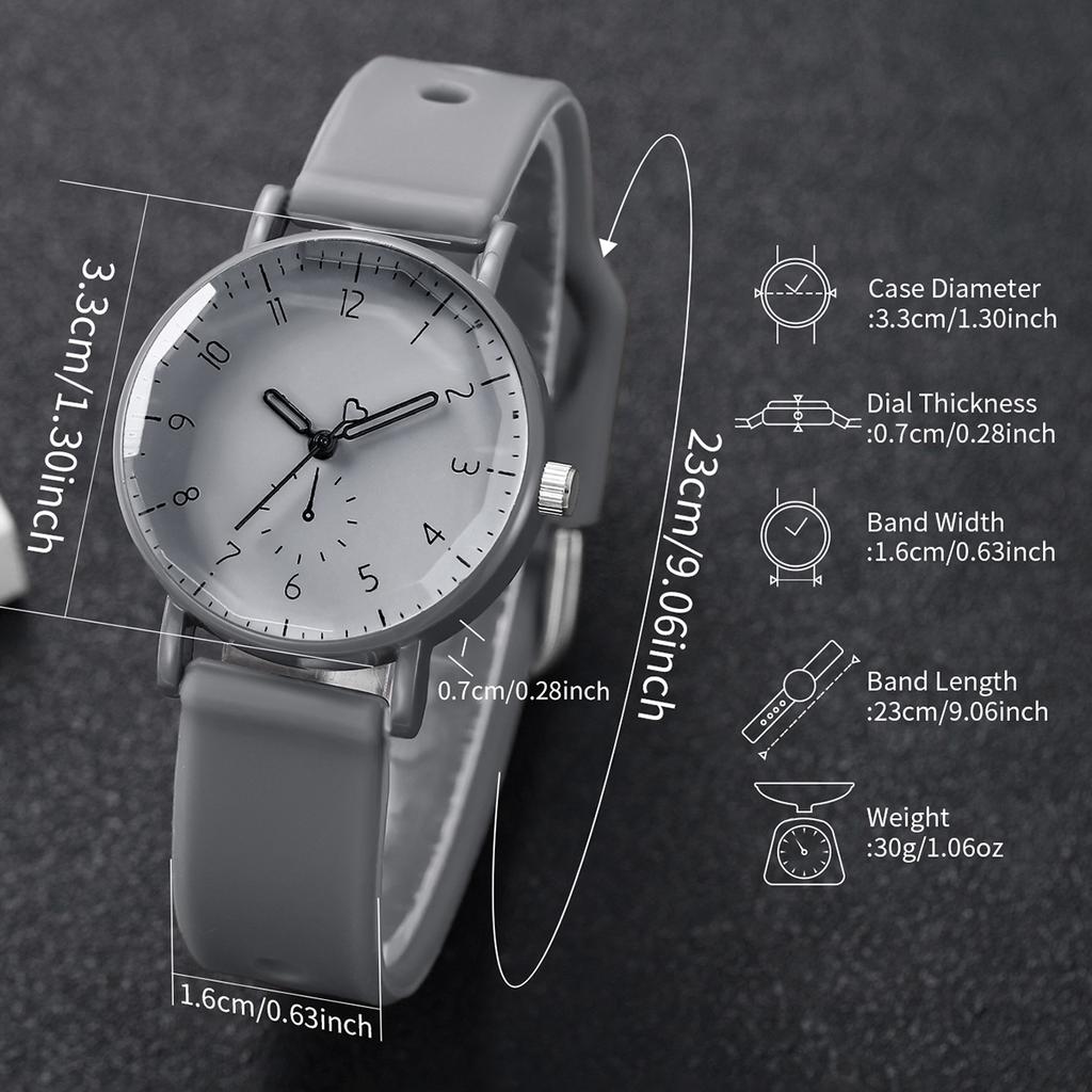 Xiaomi 2PCS/Set Fashion Arabic Dial Women Watches Casual Silicone Band Quartz Wristwatch Heart Bracelet Set Reloj Mujer (Without Box)