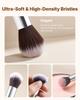 15-Piece Makeup Brush Set for Foundation Blending Eyeshadow, Professional Vegan Brushes with Soft Synthetic Bristles, Ergonomic Wood Handle & Aluminum