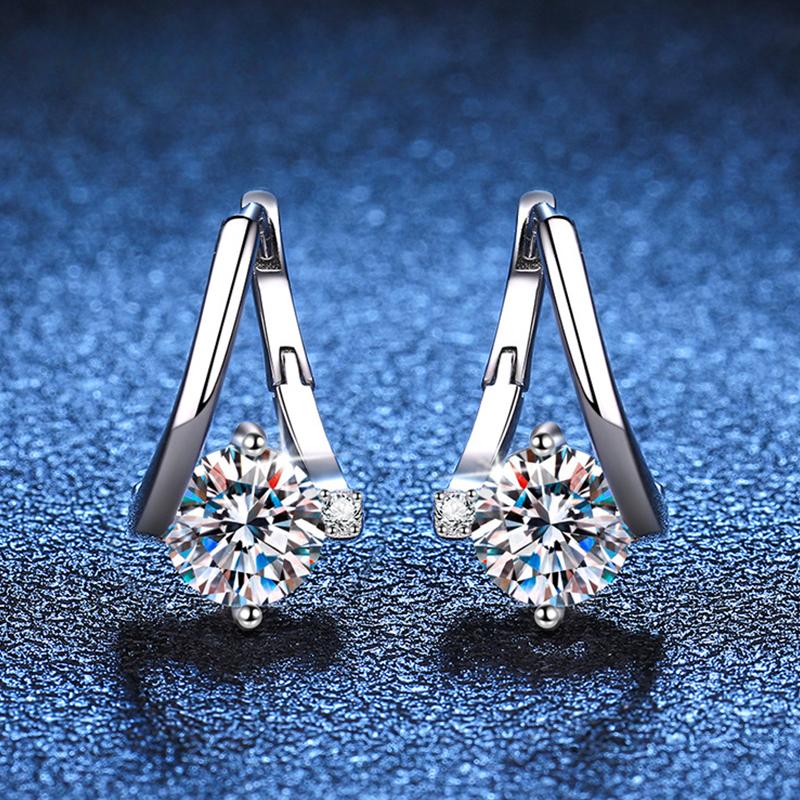 S925 Silver Moissanite Female Earrings Drop Fashion 1 Carat D Color Moissanite Earrings For Girl Birthday Gifts