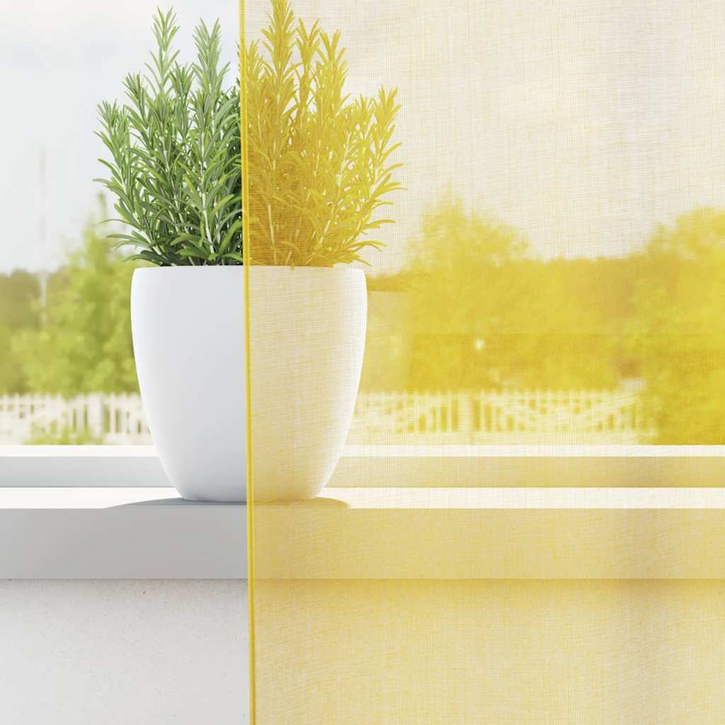 Voile Curtains with Loops 2 pcs Yellow 140 x 260 cm