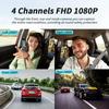 Новая автомобильная видеорегистраторная камера с 4 каналами и WiFi 1080P Передняя Левая Правая Задняя Ночная Видимость Циклическая Запись Черный Ящик Автомобильные Аксессуары