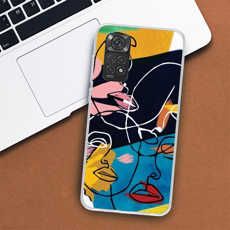 Чехол для телефона с абстрактными линиями для женщин Xiaomi Redmi Note 13 12 12S 11 11S 10 10S 9 9S 11T 11E Pro Plus 8 8T 7 + чехол