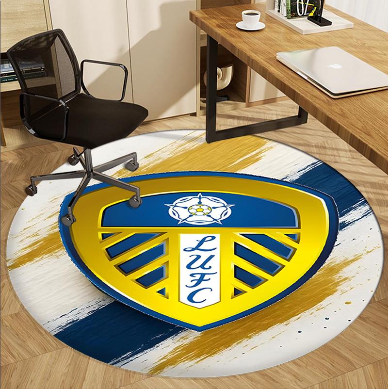 Leeds United Pattern Round Rug, Indoor/Outdoor Mat, for Picnic, Gameroom, Bedroom, Office, Living Room, Home Decor Carpet, Birthday Gift
