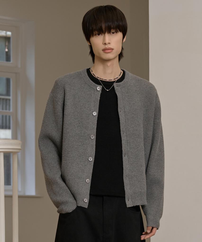 Hyoji Fw Стильный круглый укороченный вязаный кардиган (3 цвета)