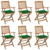 Folding Garden Chairs 6 pcs with Cushions Solid Acacia Wood