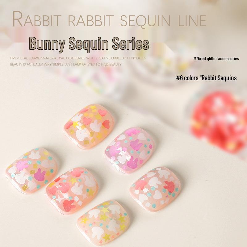 Nail Art Mixed Glitter Sequins: Rabbit, Heart, Starburst & Fairy Designs