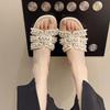 Summer New Xiaoxiangfeng Flat-bottomed Slippers Women Wear Spring Soft-bottomed Fairy Versatile Pearl Beach Sandals