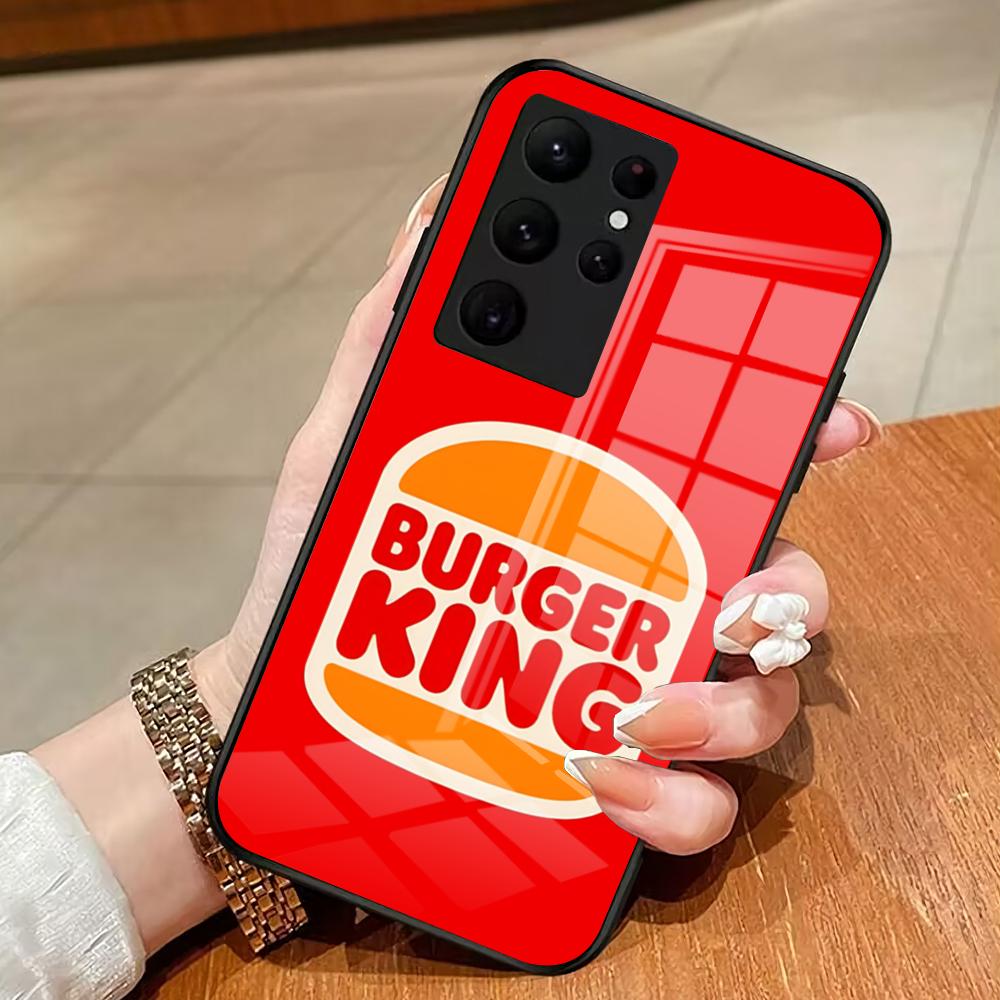 Brand Burger King Phone Case For Samsung S26 S25 Edge Ultra 23 22 21 20 Ultra Plus S24 Fe Glass Cover