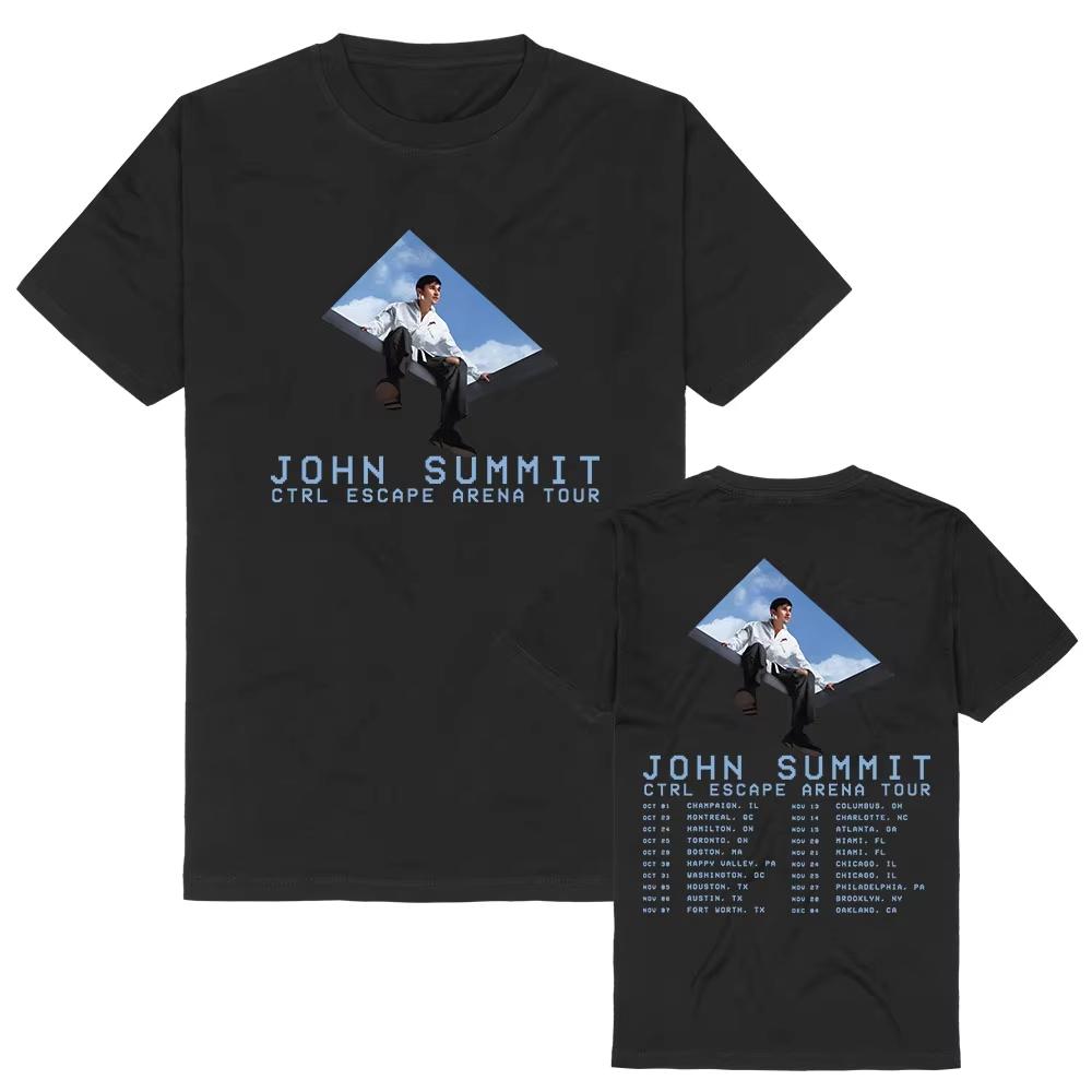 Футболка CTRL ESCAPE Tour 2026 Певец JOHN SUMMIT Графическая футболка Унисекс Уличная одежда Летняя Хлопок Мягкая Модная Футболка