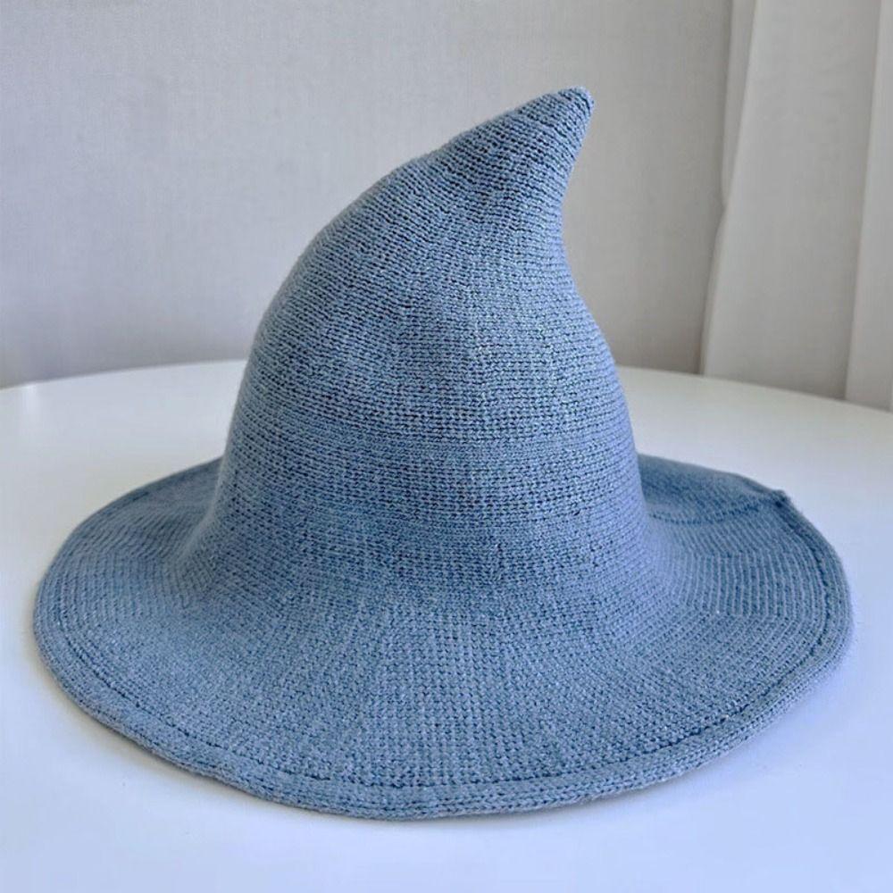 Solid Color Halloween Witch Hat Wool Knit Pointed Hat Wacky Halloween Party Hat Masquerade