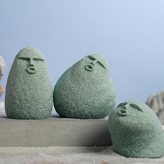 Cute Stone Primitive Man Figurine Funny Stoneman Statue Carving Face Decoration for Garden Home Decor Fish Tank Ornament