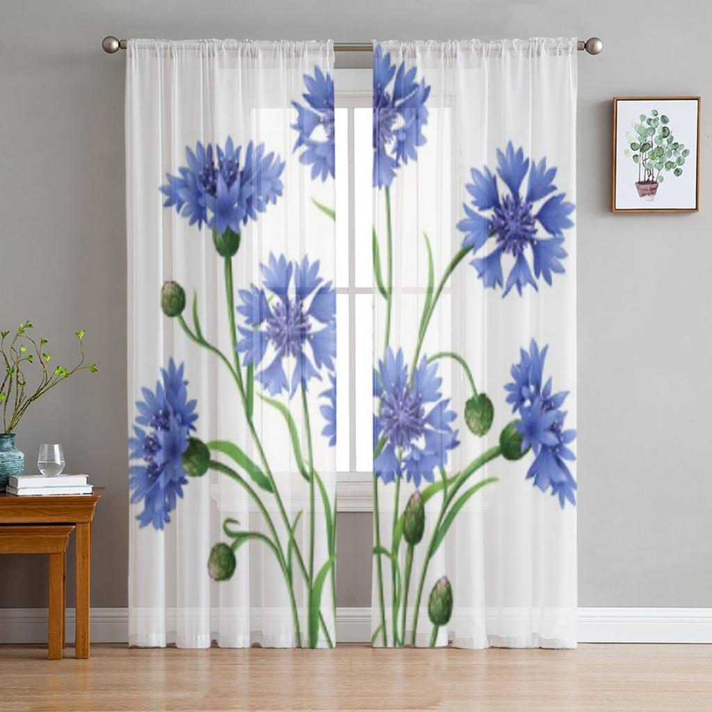 Синий Серый Абстрактная Художественная Текстура Вуаль Прозрачные Шторы Гостиная Окно Шифон Тюль Шторы Кухня Спальня Шторы Домашний Декор