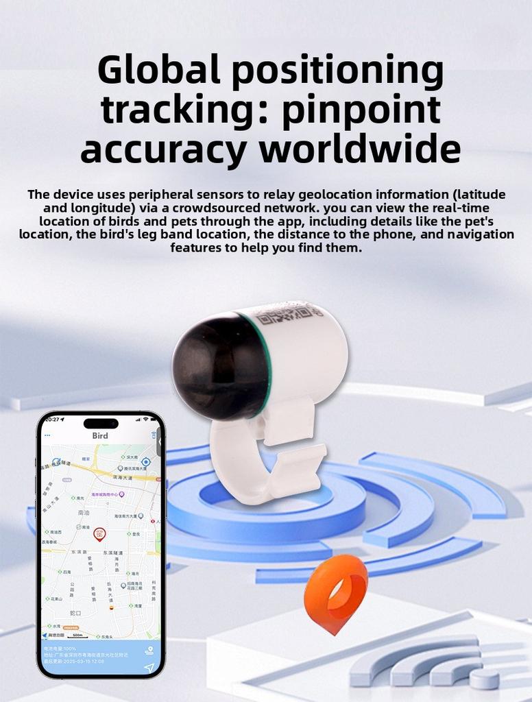 Мини-трекер для птиц GPS в реальном времени Bluetooth IP67 Водонепроницаемое кольцо для голубей с ОС Android Позиционирование по картам Baidu OLED-дисплей