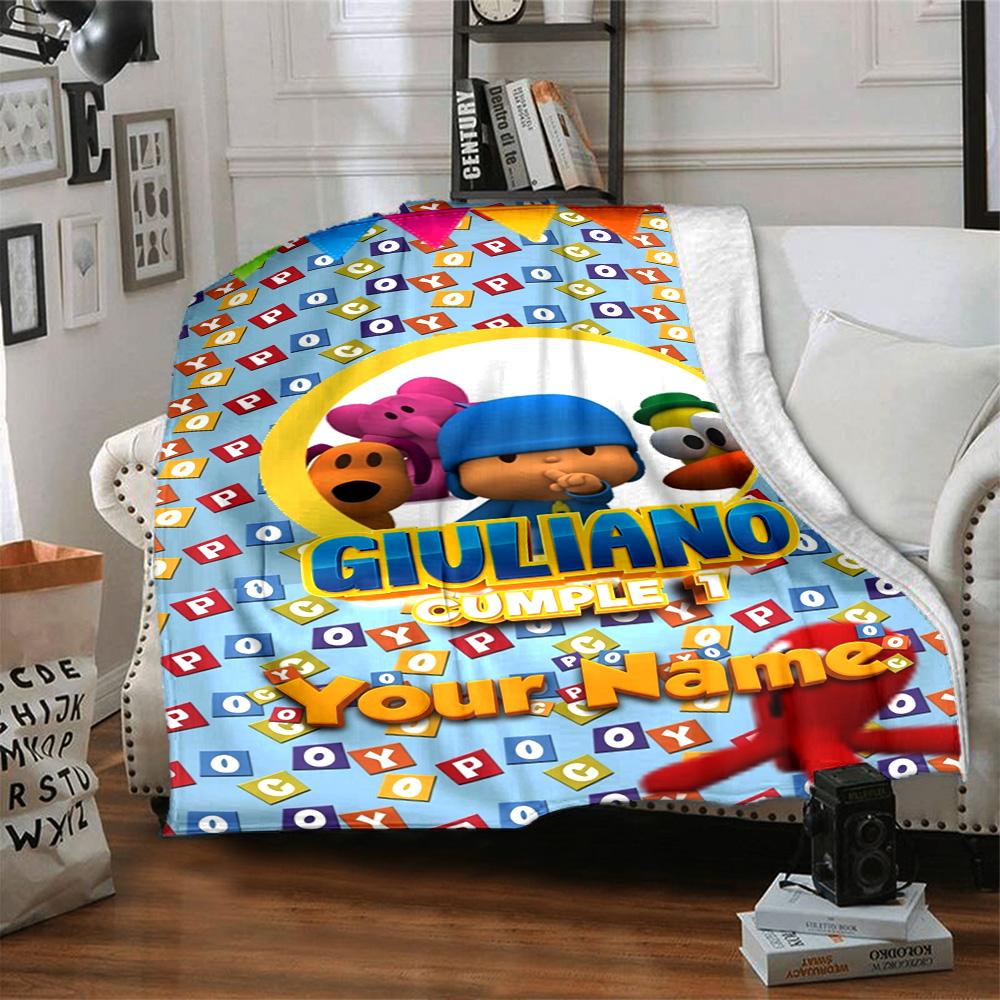 Pocoyo Customize Text Blanket Lightweight Customizable Blanket Soft Warm Cozy Suitable for Bed Office Chair Bedding Living Room All-Season Use