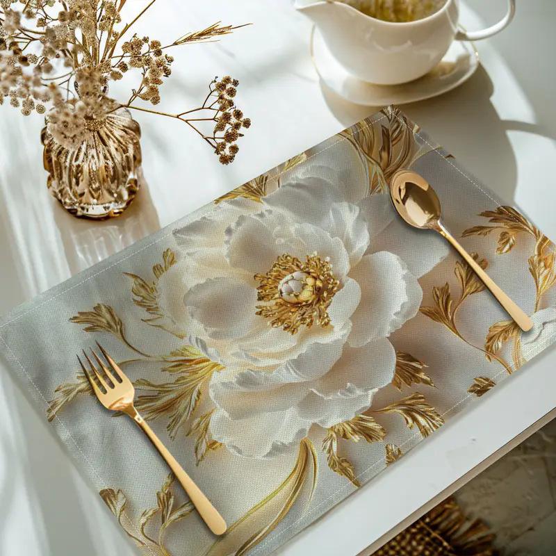 4pcs set, cat pattern placemat, 4pcs washable table mat for kitchen table decoration.