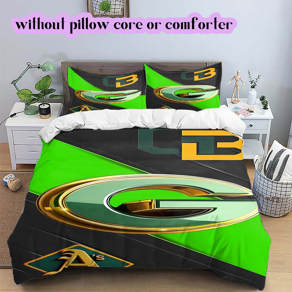 football Logo Pattern Bedding Quilt Set Quilt Cover Pillowcase Home Decoration Birthday Gift (1*duvet cover+ 2*pillowcase, without core)