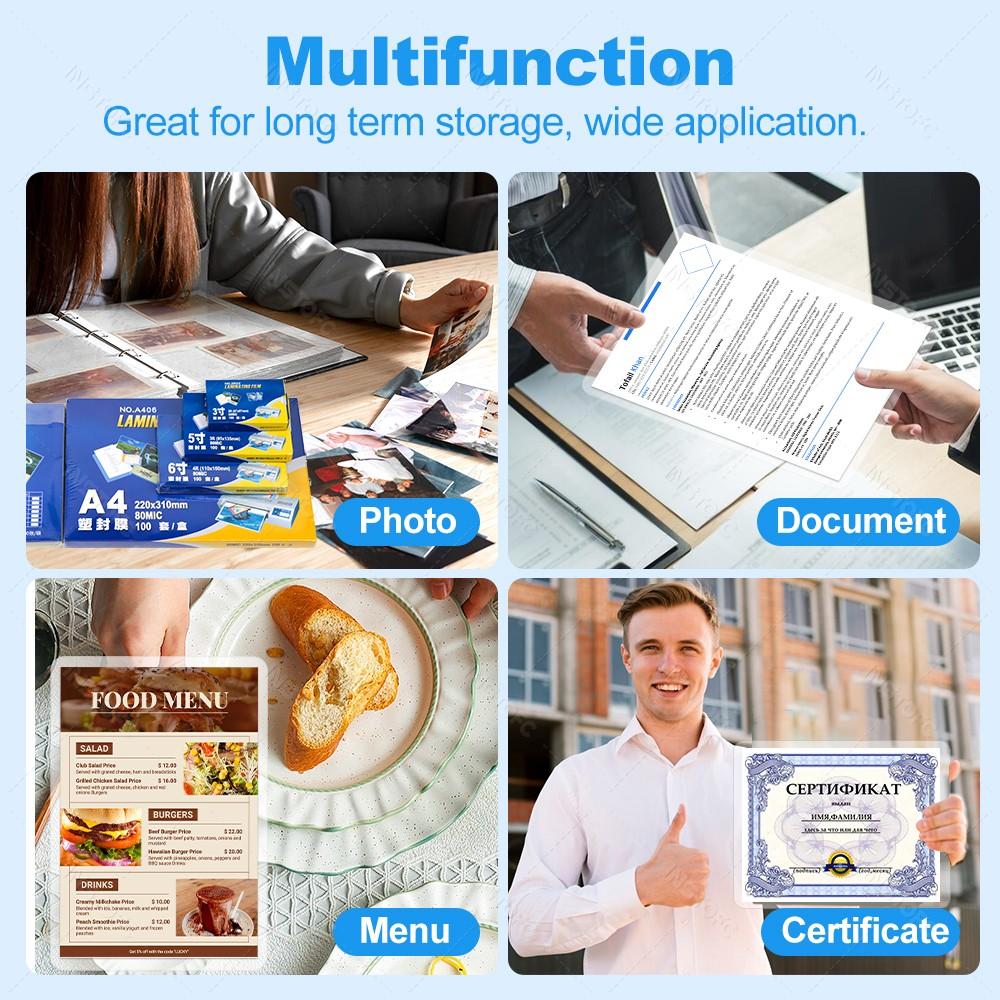 50 листов 80 микрон 3/5/6 дюймов Ламинирующая пленка ПЭТ ЭВА Пластиковая пленка для горячего ламинатора 3R 4R 5R A6 A5 A4 Для фото/документов/карточек/меню