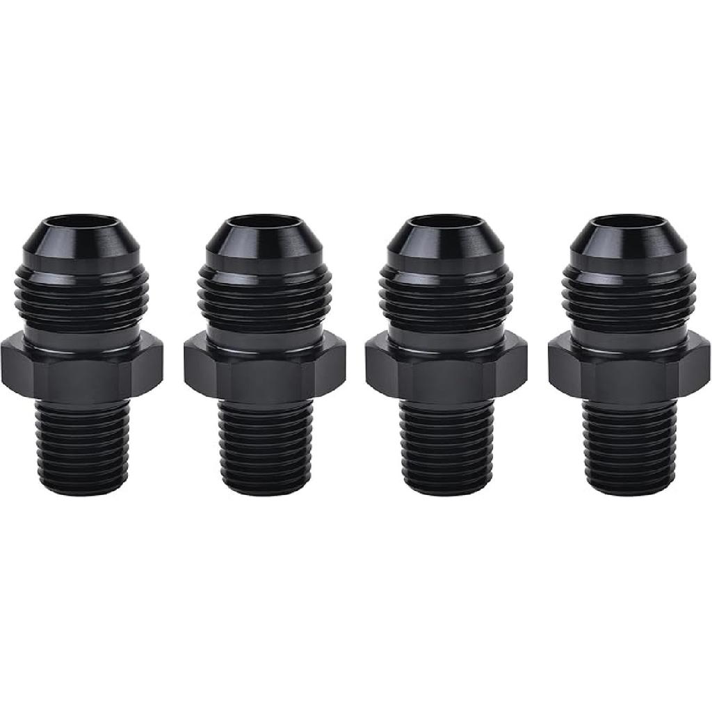 EVIL ENERGY 6AN Male Flare to 3/8" NPT Pipe Fitting Adapter Aluminum Straight Black 4PCS