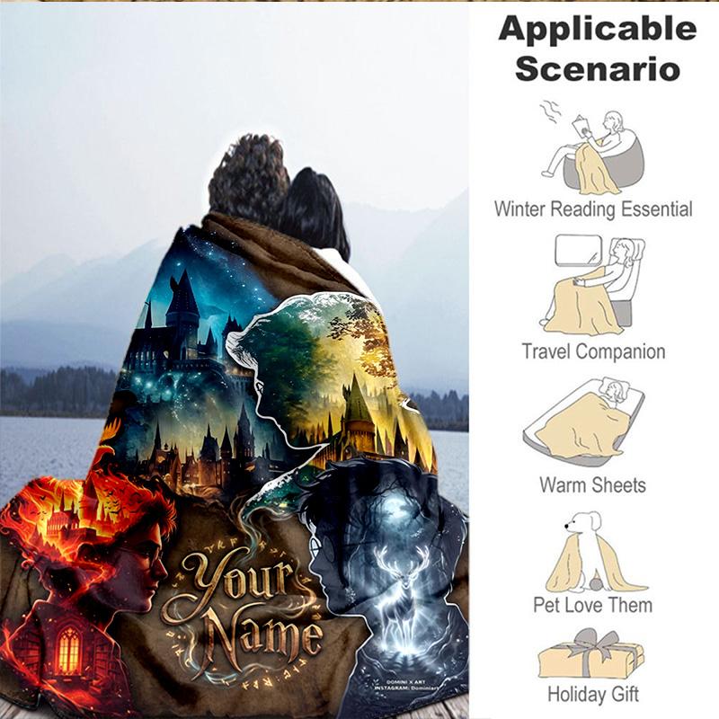 1PC Custom Name Blanket Magical Aura Witch Flannel blankets Patterns Throw Blanket All-Season Soft Gift for Couch, Bed, Camping, Birthday gifts