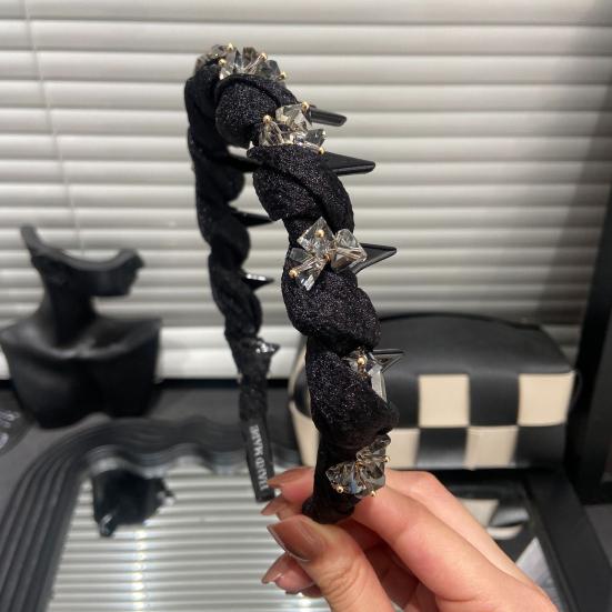 Женская повязка на голову, блестящие стразы, яркий цвет, тканевая обертка, обруч для волос, противоскользящие зубчики, аксессуары для волос