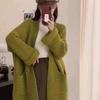 Весенне-осенний новый свитер средней длины для женщин, однотонный вязаный кардиган, ленивый ветер, тонкая женская теплая одежда