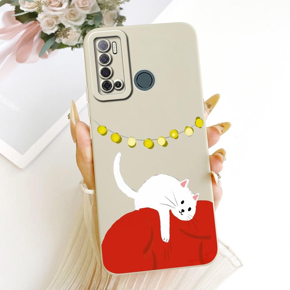 For Tecno Spark Power 2 LC8 Cute Cat Flower Cartoon Phone Case For Tecno Spark Power2 Shockproof Soft Silicone Bumpers