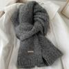 Women's Alpaca Wool Blend Knitted Scarf - Solid Color, Winter Korean Style, Trendy Student Accessory
