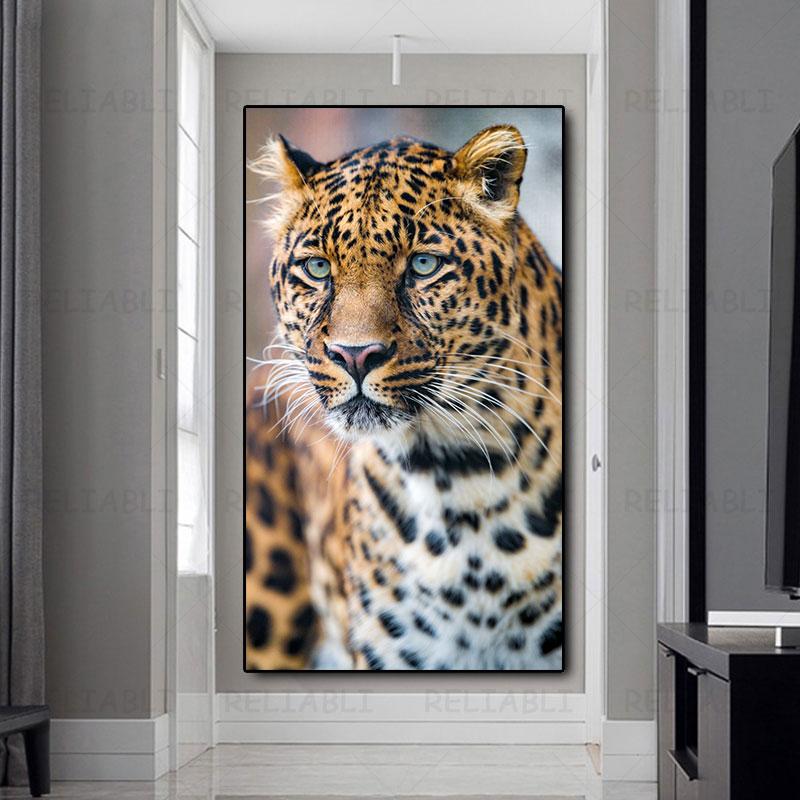 Леопардовая картина на холсте, постеры и принты с большими кошками, настенная картина с изображением животных, настенное искусство для гостиной, декор для входа