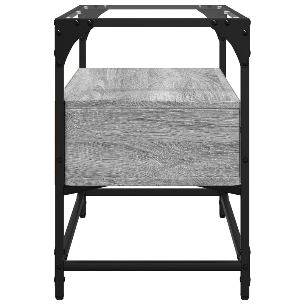 Vidaxl Szafka Pod Tv Ze Szklanym Blatem, Szary Dąb Sonoma, 60X35X51 Cm