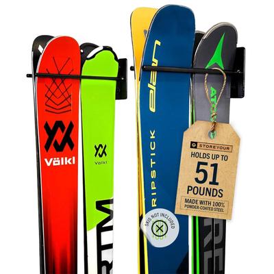 Стойка для хранения лыж StoreYourBoard, Вмещает 2 пары лыж, Грузоподъемность 22,7 кг, Настенная стойка для хранения лыж и сноубордов