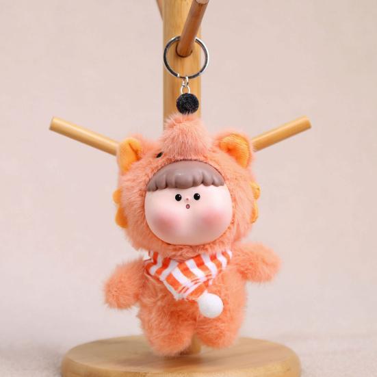 Yousheng Adorable Doll Pendant Multifunctional Plush Keychain with Hanging Buckle Cute Animal Shapes Fox Panda Soft Skin-Friendly Vinyl Face Gift