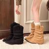 2025 New Pointed Thick Heel Suede Western Cowboy Boots Wide Tube Boots Women's High Heel Pant Tube Boots Stacking Boots Fashion Boots