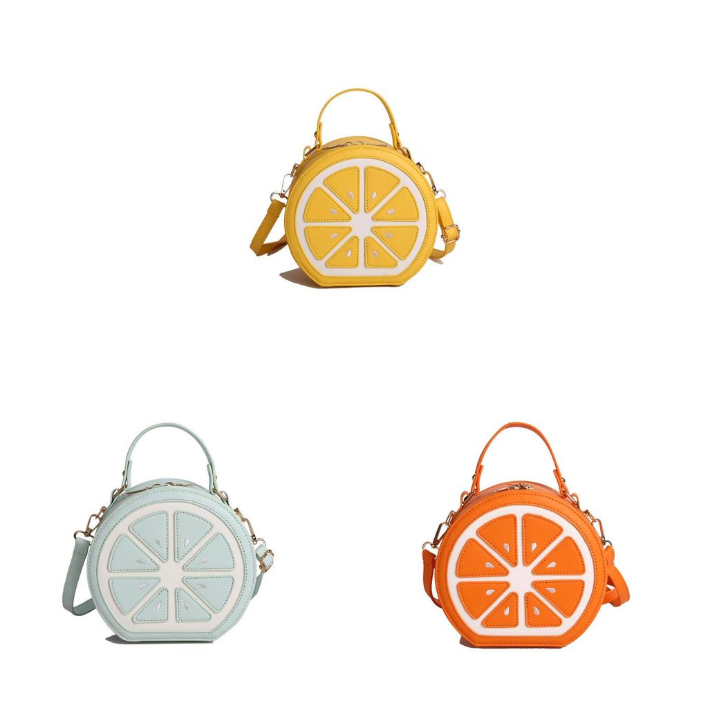 Милая круглая сумка на плечо с лимоном и дизайном color block для повседневных прогулок