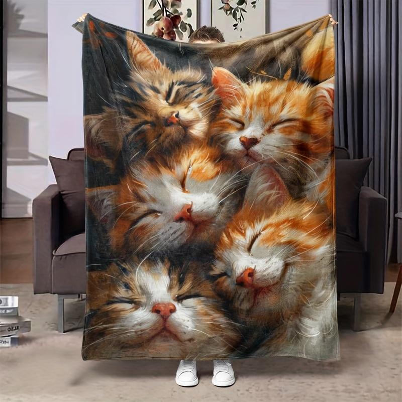 Cuddly Cats Blanket - Soft Cozy Throw with Adorable Feline Faces, Perfect for Home Decor, Unique Gift for Cat Lovers