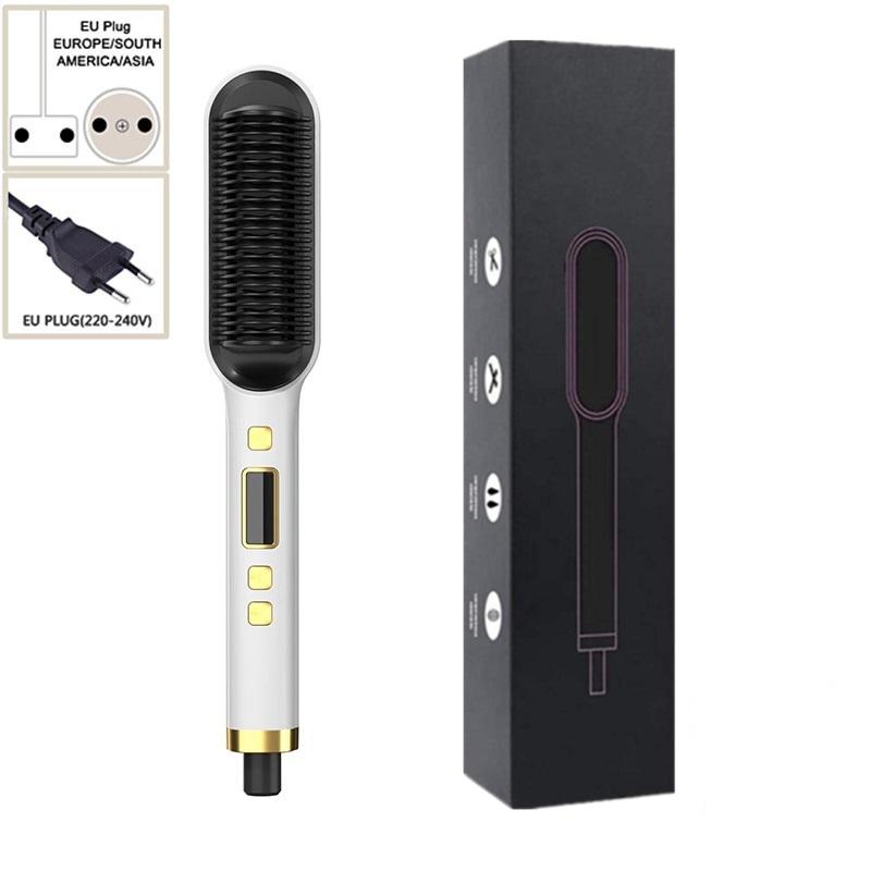 2 в 1 выпрямитель для волос щетка разглаживающий утюжок ЖК-дисплей отрицательные ионы быстрый нагрев против ожогов выпрямление волос и завивка расческа