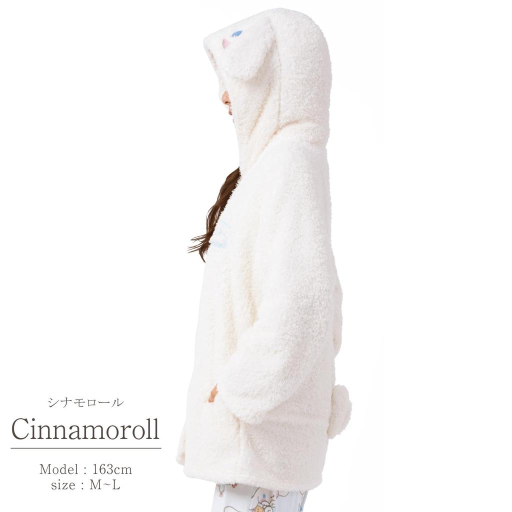 Cinnamoroll Gown Poodle Boa Hooded Tail Embroidered Room Wear Pajamas Cinnamoroll Sanrio Size [Southzak] Dress-up Women's M-L