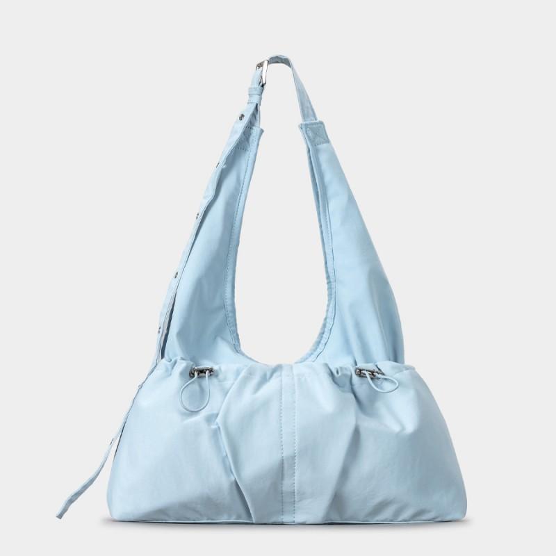 Large Capacity Nylon Shoulder Bag Women - Casual Water Style Crossbody With Drawstring Zippered Pockets