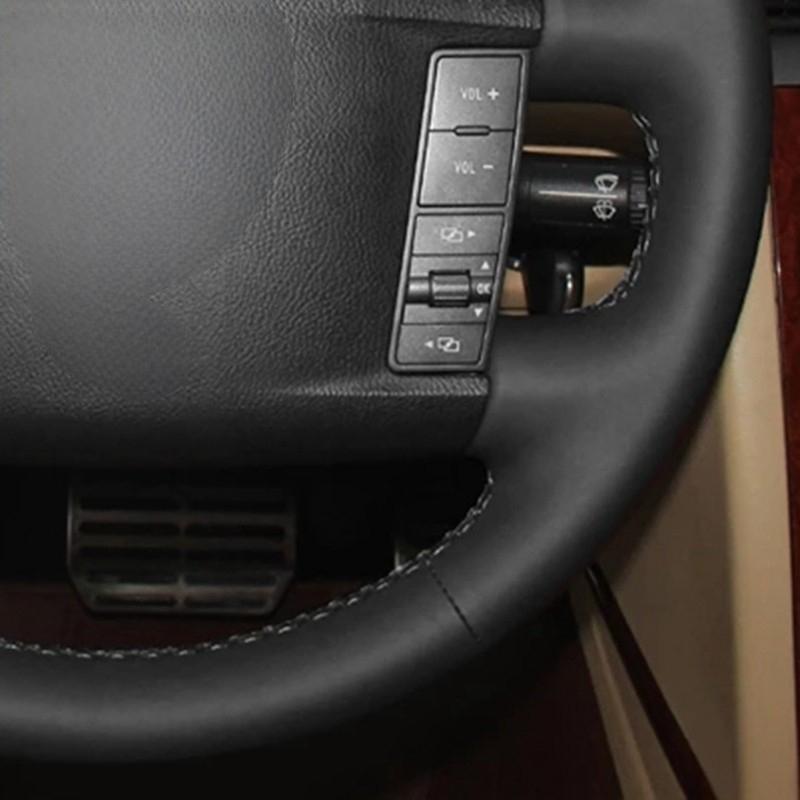 DIY No-Slip Car Steering Wheel Cover Black Artificial Leather For Volkswagen VW Touareg Phaeton 2002 2003 2004 2005 -2010