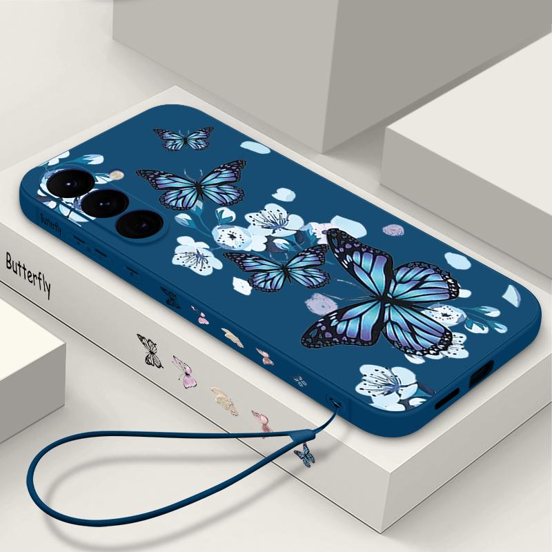 Чехол Ins с рисунком бабочки для Samsung Galaxy S26 S25 Ultra S24 S23 S22 Plus S21 FE A15 A16 A17 A35 A36 A54 A55 A56 5G Мягкая крышка