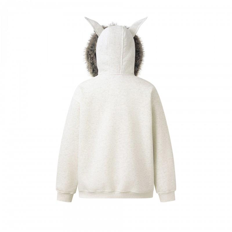 Vintage American Style Leopard Print Letter Embroidery Faux Fur Trim Hooded Oversized Zip-Up Sweatshirt Men Women Fall