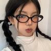 Y2K Retro Black Oval Small Frame Glasses Frame Women's Anti Blue Light Glasses 2023 Fashion Style Eyeglasses Frame Eyewear
