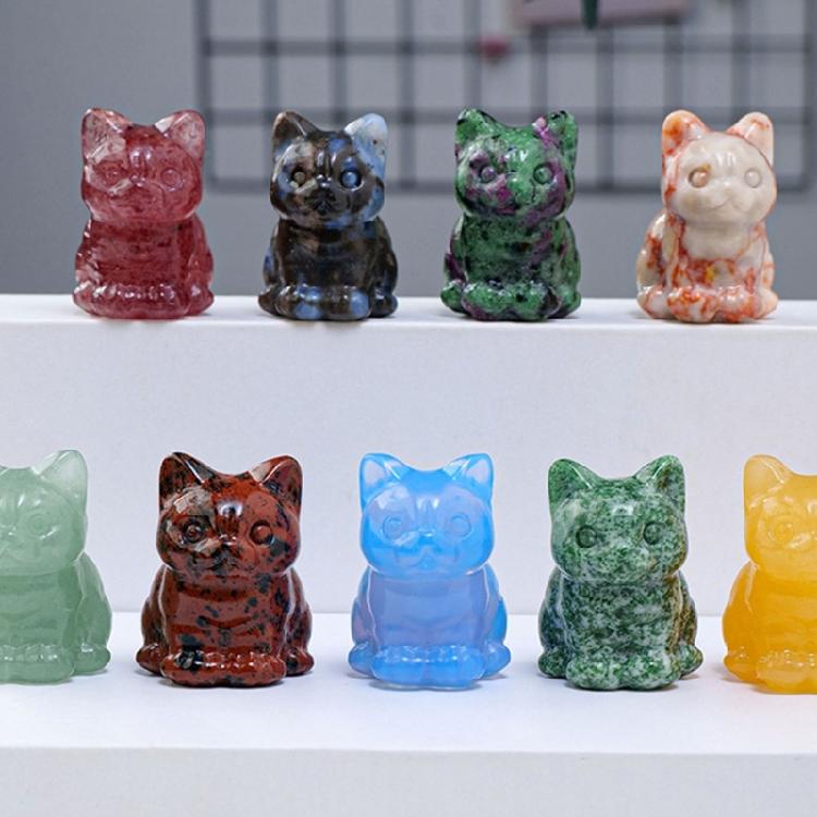 Изящная резная фигурка кошки из кристалла для удачи. Идеальный подарок для друга, детей