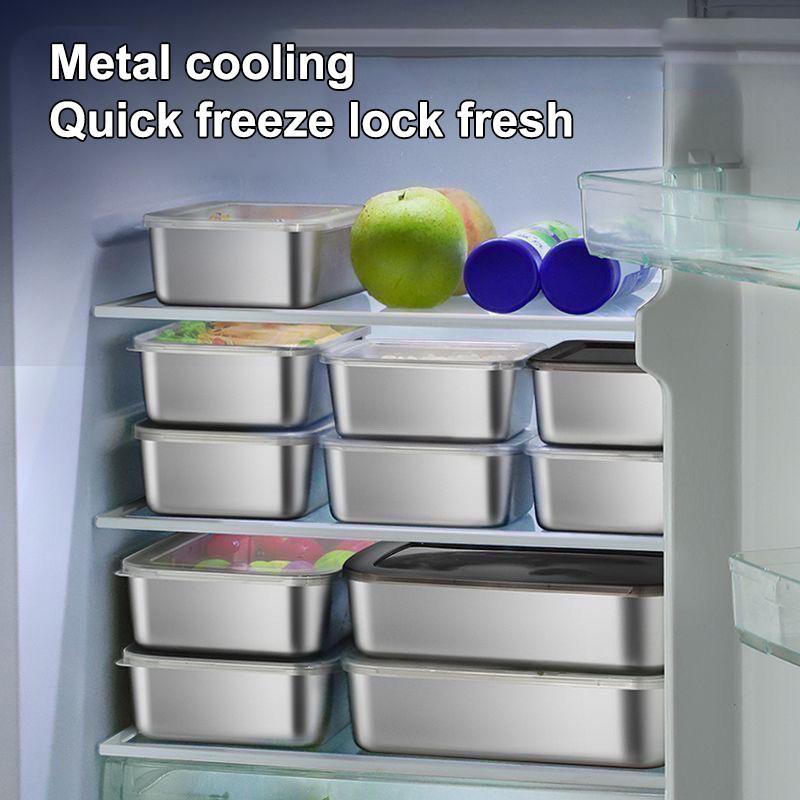 Поднос для сервировки и хранения продуктов из нержавеющей стали 316, прямоугольный, для сосисок, лапши, фруктов, с крышкой, кухонные органайзеры, контейнер для еды