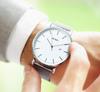 BUREI Men's Stylish Waterproof Analog Wristwatch Silver Milanese Mesh Band Business Date