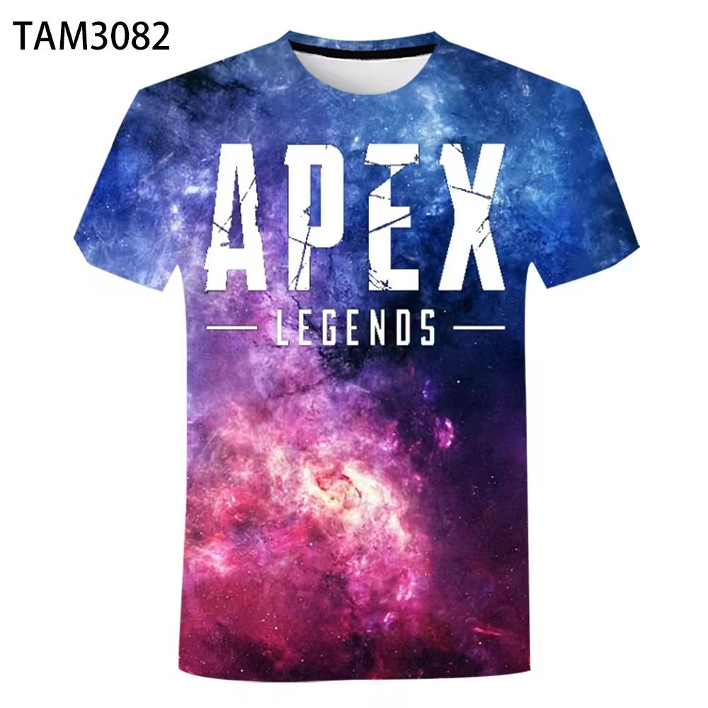 Round Neck 3D Apex Legends Game Graphic Print Casual Shorts Sleeved Men's T-shirts - Soft Medium Stretch Polyester Fabric Summer Relaxed Fit Clothing