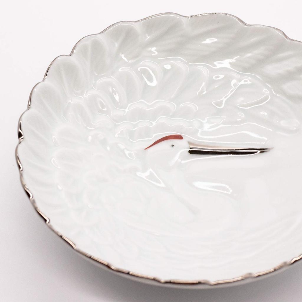 Arita Ware, Tasei Kiln, Crane-Shaped Small Plate, 11cm, Platinum Wire, Made in Japan, 475013