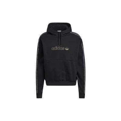 adidas Originals Трилистник в полоску Пуловер с капюшоном Мужские топы Черный H31284