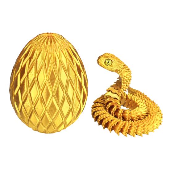 Яйцо змеи с напечатанной на 3D-принтере змеей внутри Подвижные суставы Фигурка змеи Шарнирная змея Настольная игрушка-непоседа Украшение Орнамент