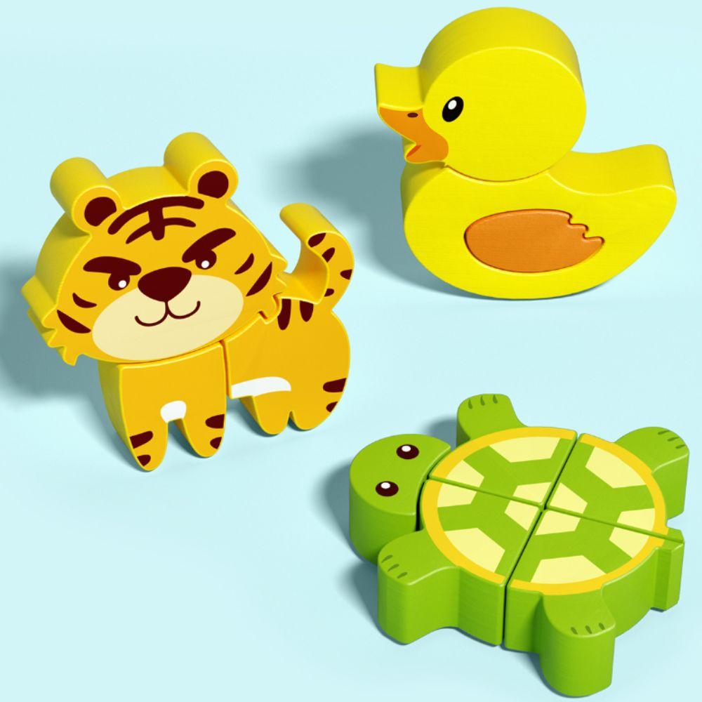 Мультяшные деревянные радужные блоки головоломка обучающая деревянная головоломка игрушка деревянные головоломки для малышей дети