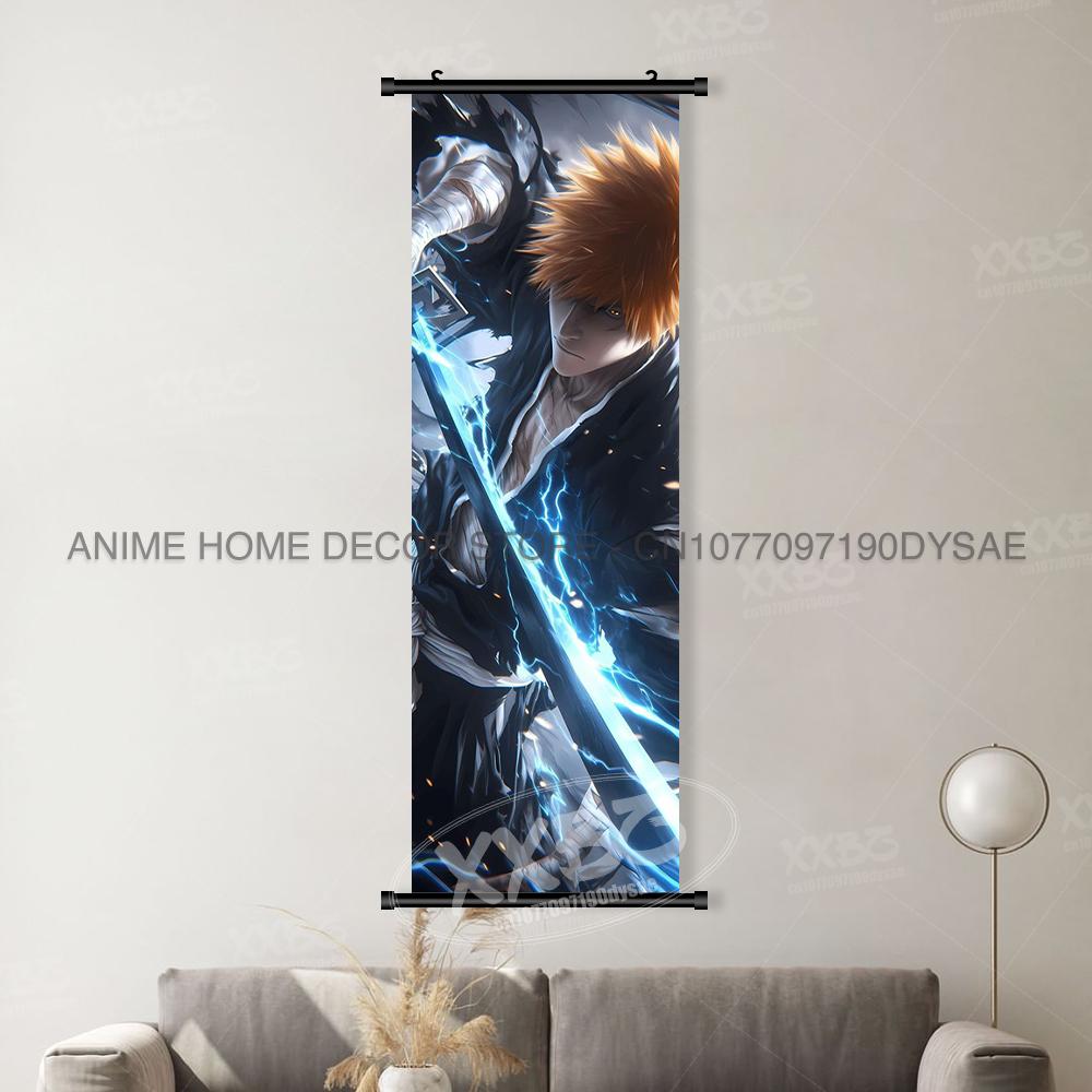 BLEACH Аниме Декор Комнаты Постеры Настенное Искусство Обои Подвесная Картина Персонаж Куросаки Ичиго Домашний Декор Свитки Картины